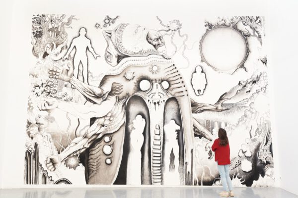 Benjamin Philippe - The matrix, 2025, charcoal drawing, concentrated charcoal, soft pastels,  5 × 7 m.